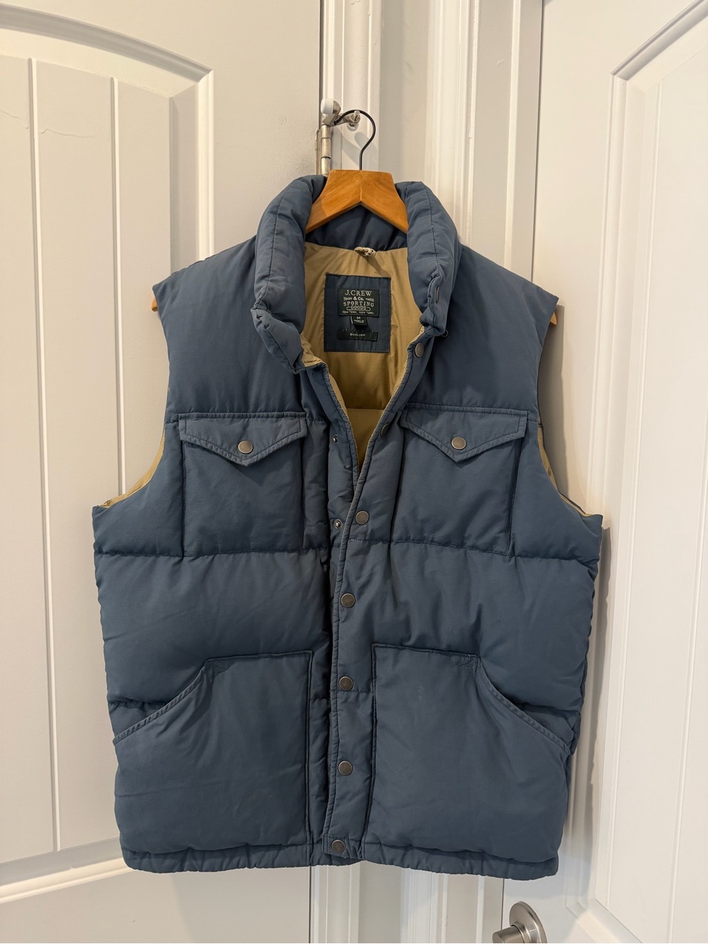 J. Crew Men's Quilted Down Puffer Vest in Slate Blue
